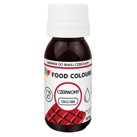 Barwnik spożywczy olejowy  do czekolady czerwony 18 ml, Foodcolours