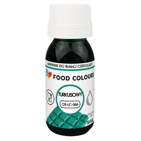 Barwnik spożywczy olejowy do czekolady turkusowy 18 ml, Foodcolours