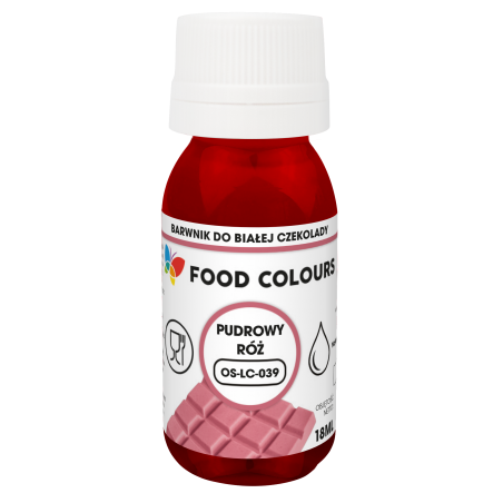 Barwnik spożywczy olejowy do czekolady pudrowy różowy 18 ml, Food Colours