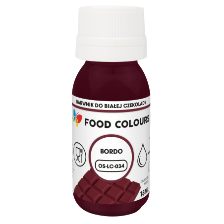 Barwnik spożywczy olejowy do czekolady bordowy 18 ml, FoodColours