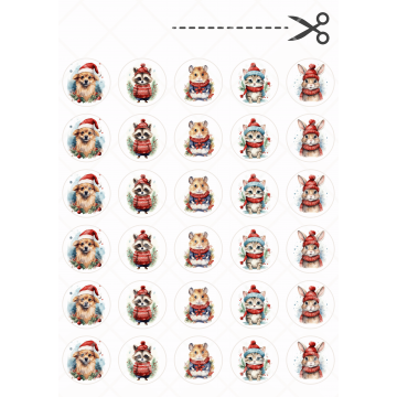 Christmas animals, kółka o...