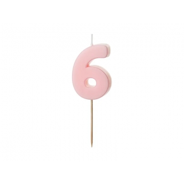 Świeczka różowa cyfra 6,...