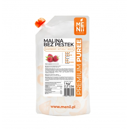 Pulpa malinowa puree premium, 1 kg Menii, krótka data