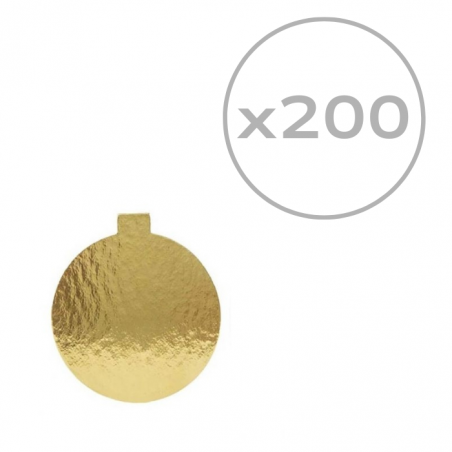 Podkład do monoporcji, złoty okrągły z uchwytem śr. 10 cm, 200 szt.