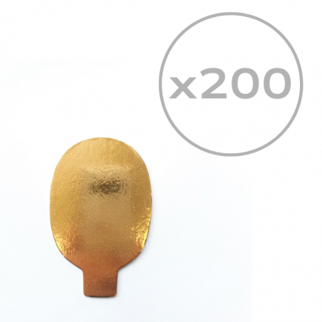 Podkład do monoporcji, złoty z uchwytem owalny, 200 szt.
