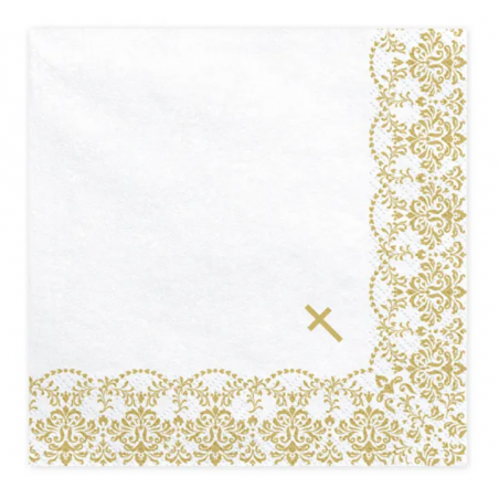 Serwetki Komunijne z ornamentem 16,5 x 16,5 cm, 20 szt.