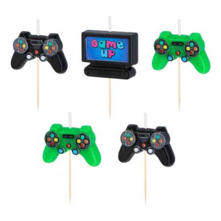 Świeczki urodzinowe Game Up, 5 szt.
