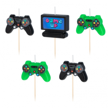 Świeczki urodzinowe Game Up, 5 szt.