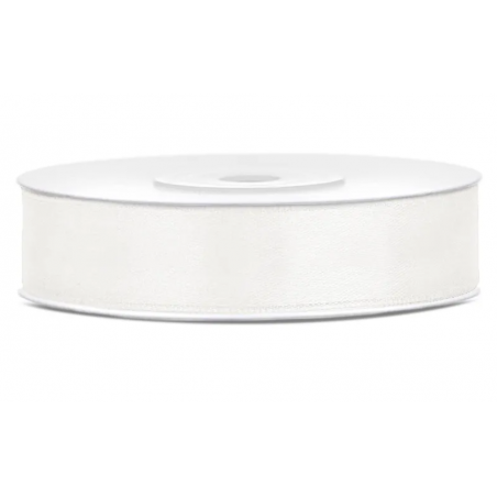 Wstążka satynowa, jasnokremowa 25 m x 12 mm, PartyDeco