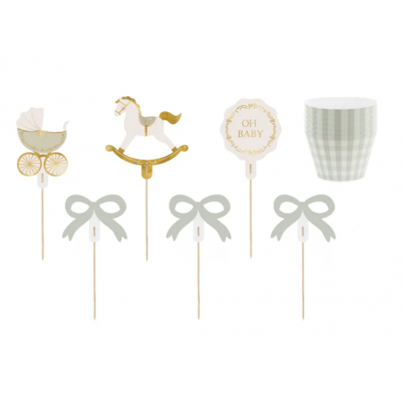 Zestaw do muffinek Oh Baby, toppery i papilotki po 6 szt., PartyDeco
