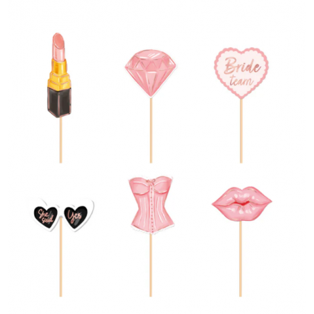 Toppery na tort Bride to be, 6 szt. Party Deco