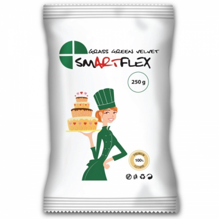 Masa cukrowa velvet waniliowa w kolorze ciemnej zieleni 250 g Smartflex, krótka data