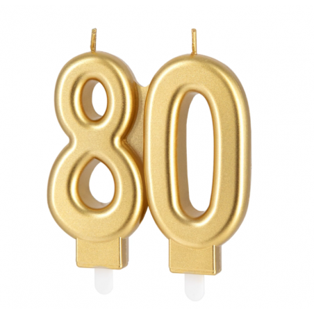 Świeczka złota gładka "80"