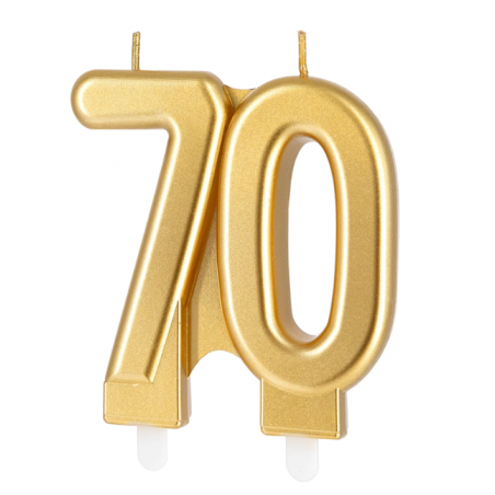 Świeczka złota gładka "70"