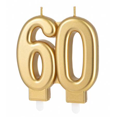 Świeczka złota gładka "60"