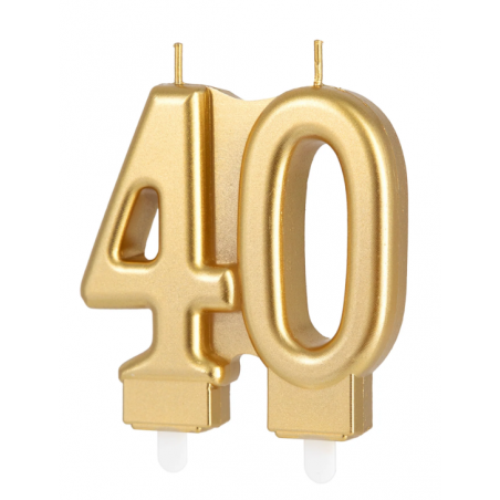 Świeczka złota gładka "40"