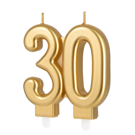 Świeczka złota gładka "30"