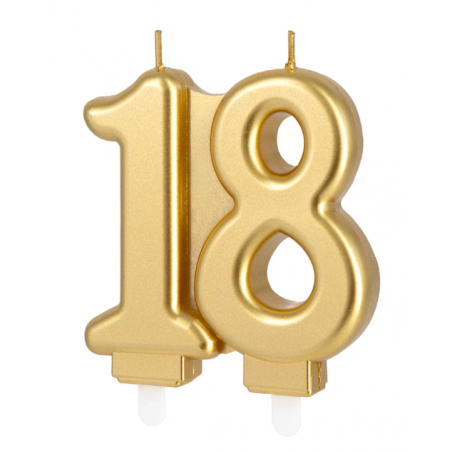Świeczka złota gładka "18"