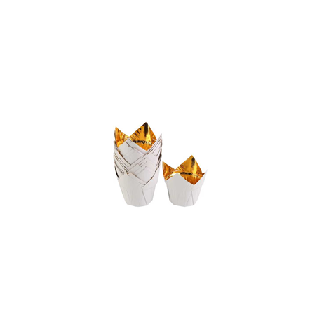 Papilotki tulipany biało-złote, metaliczne 25 szt.