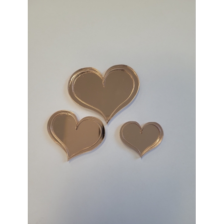 Dekor na tort Serce, rose gold lustro plexi, 6 szt.