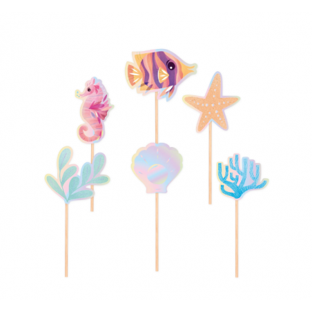 Toppery pikery na tort Ocean, 6 szt.