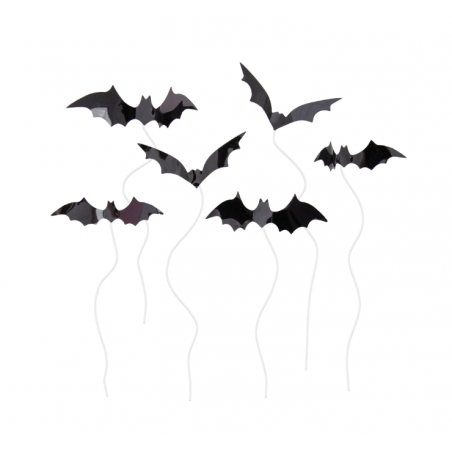 Toppery pikery na tort babeczki nietoperze, Halloween, 6 szt.
