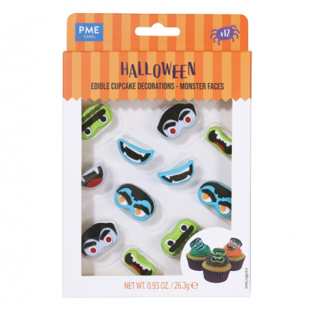 Figurki cukrowe Halloween, monster faces, potworki 12 szt., PME