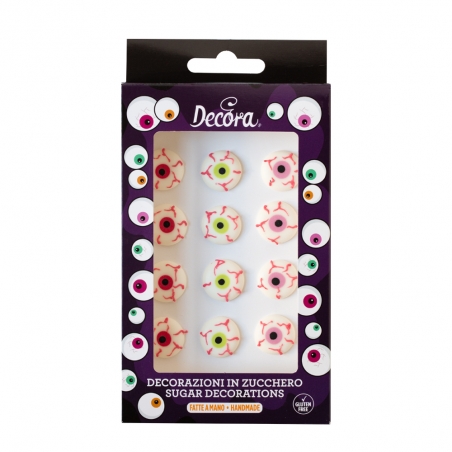 Ozdoby cukrowe Halloween Scary Eyes, oczy 12 szt. Decora