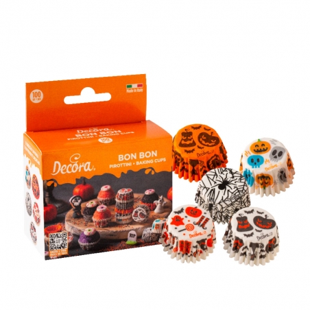 Zestaw papilotek do pralinek Scary Halloween 100 szt., Decora