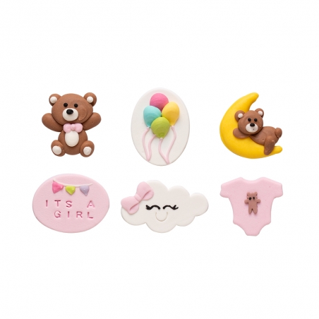 Ozdoby cukrowe Baby girl 6 szt., Decora, krótka data