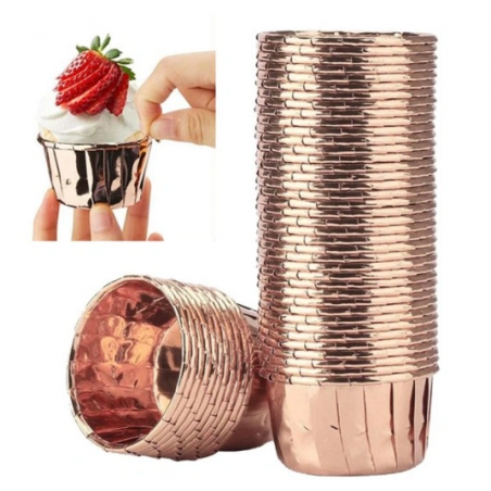 Papilotki kubeczki do muffinek rose gold, 100 szt.