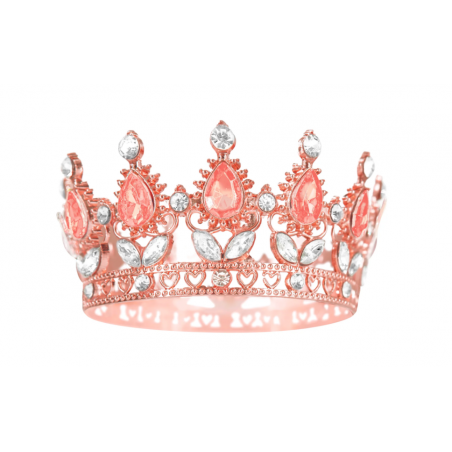 Dekoracja na tort korona rose gold 10 cm z kryształkami, PartyPal
