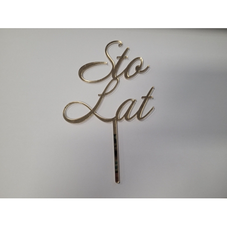 Topper na tort „Sto Lat” złote lustro plexi Kami Ranty, 10 × 15,5 cm Topper na tort „Sto Lat” złote lustro plexi Kami Ranty, 10 × 15,5 cm