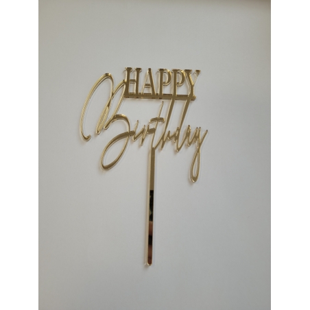 Topper Happy Birthday złote lustro plexi, Kami Ranty Topper Happy Birthday złote lustro plexi, Kami Ranty