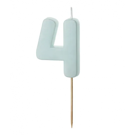Świeczka urodzinowa "4" jasny niebieski wys. 5,5 cm, PartyDeco