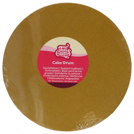 Podkład pod tort złoty okrągły śr. 30 cm, h 1,2cm, FunCakes