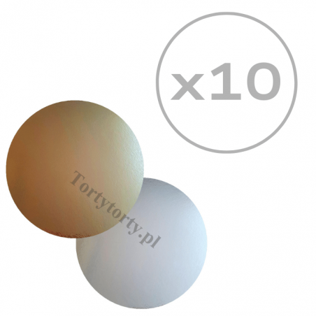 Podkład pod tort dwustronny złoto srebrny, okrągły śr. 18 cm, 10 szt.