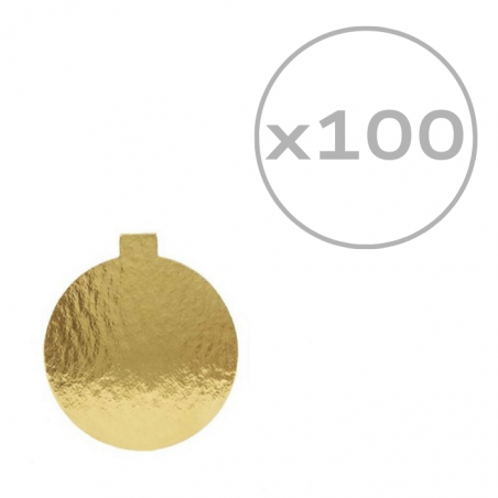 Podkład złoto srebrny okrągły śr. 5 cm z uchwytem do monoporcji, 100 szt.