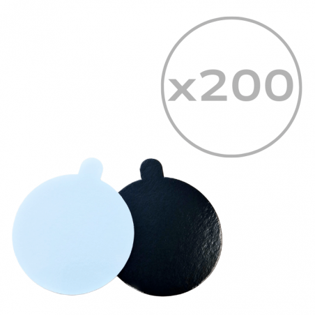 Podkład do monoporcji, biało czarny okrągły z uchwytem śr. 8 cm, 200 szt.