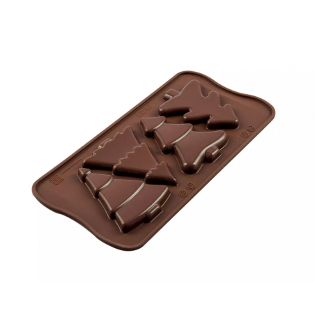 Forma silikonowa „Choco Pine”, 4 gniazda choinek, Silikomart