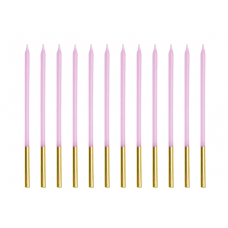 Świeczki urodzinowe gładkie, liliowe, 12 szt. PartyDeco