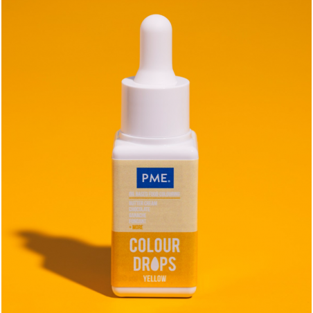 Barwnik spożywczy olejowy PME, Colour Drops, żółty 20 ml