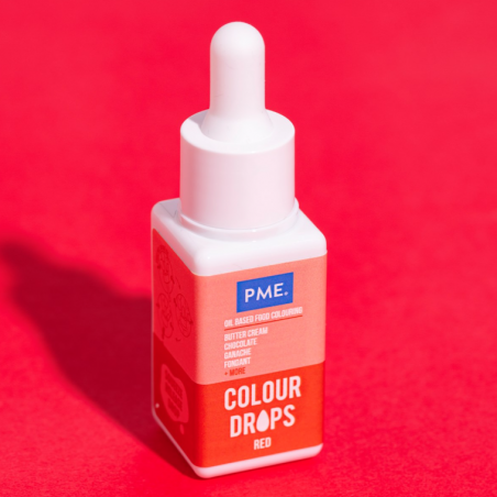 Barwnik spożywczy olejowy PME, Colour Drops, czerwony 20 ml