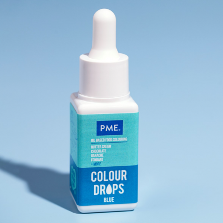 Barwnik spożywczy olejowy PME, Colour Drops, niebieski 20 ml