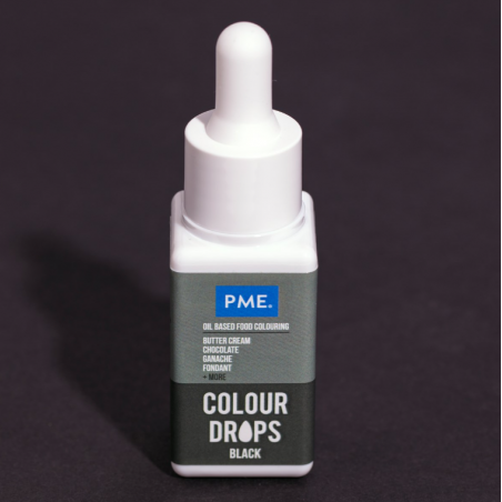 Barwnik spożywczy olejowy PME, Colour Drops, czarny 20 ml