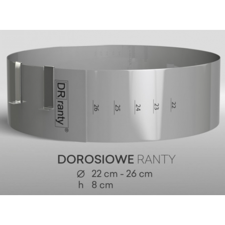 Rant cukierniczy 22-26 cm h 8 cm, z podziałką, okrągły, regulowany Dorosiowe Ranty