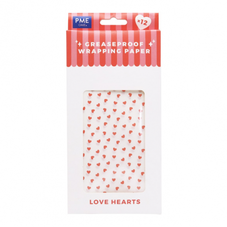 Papier pergaminowy w serduszka, walentynkowe 12 arkuszy, PME