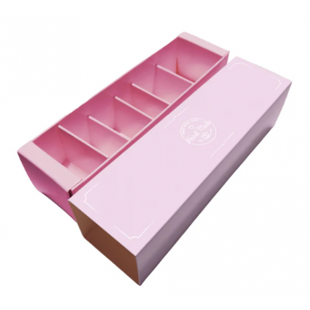 Pudełko na 6 makaroników, dwuczęściowe, różowe, 1 szt.
