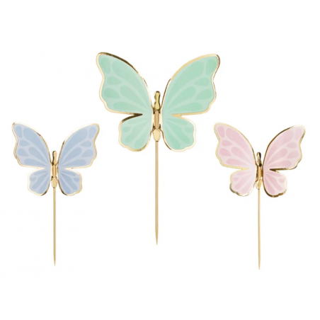 Toppery papierowe motylki, 9 szt., PartyDeco