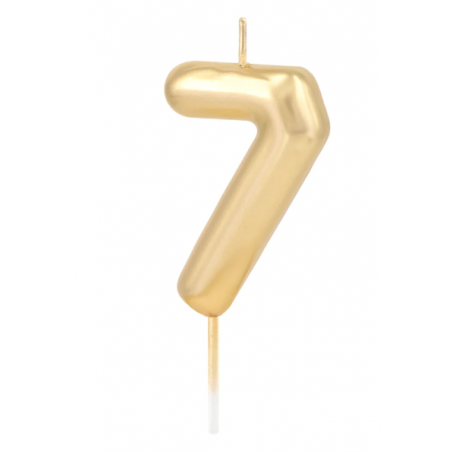 Świeczka urodzinowa złota połysk cyfra 7, PartyPal